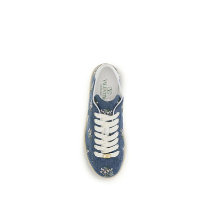 Valentino Garavani Blue Calf Leather Royco Low Top Sneakers