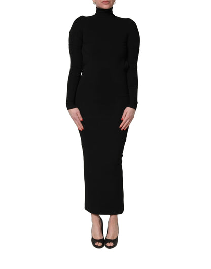 Dolce & Gabbana Black Long Sleeves Viscose Sheath Maxi Dress
