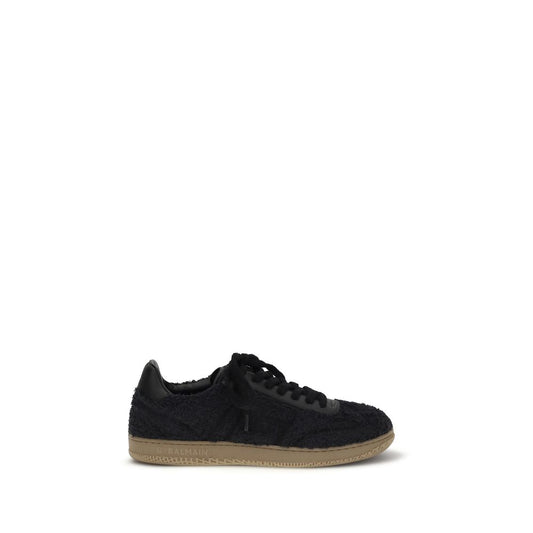 Balmain Black Suede Leather Swan Low Top Sneakers