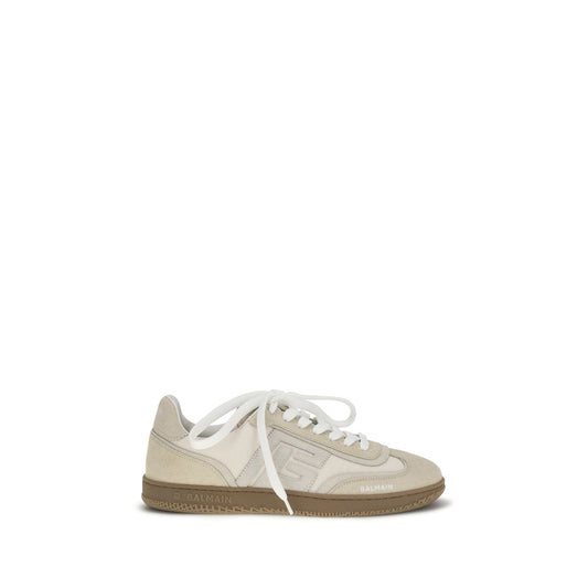 Balmain Beige Suede Leather Swan Sneakers