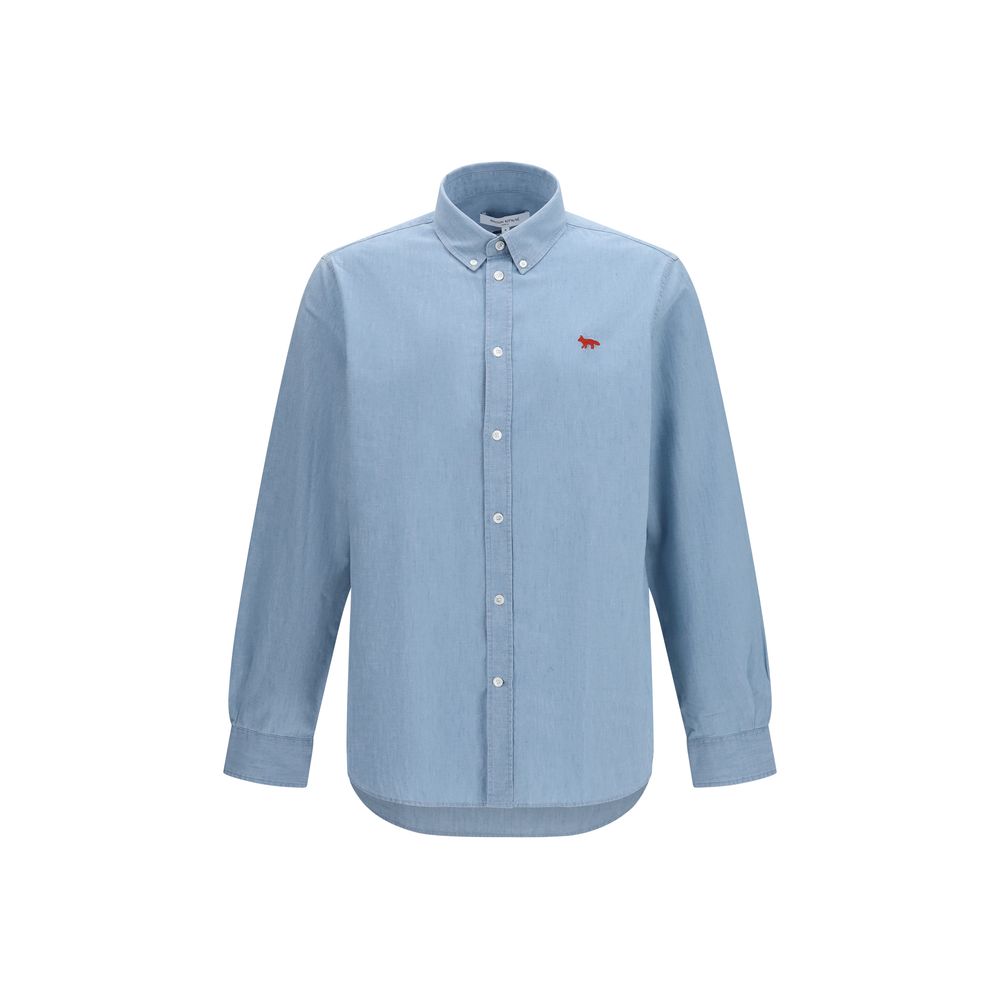 Maison Kitsuné Profile Fox Blue Cotton Shirt