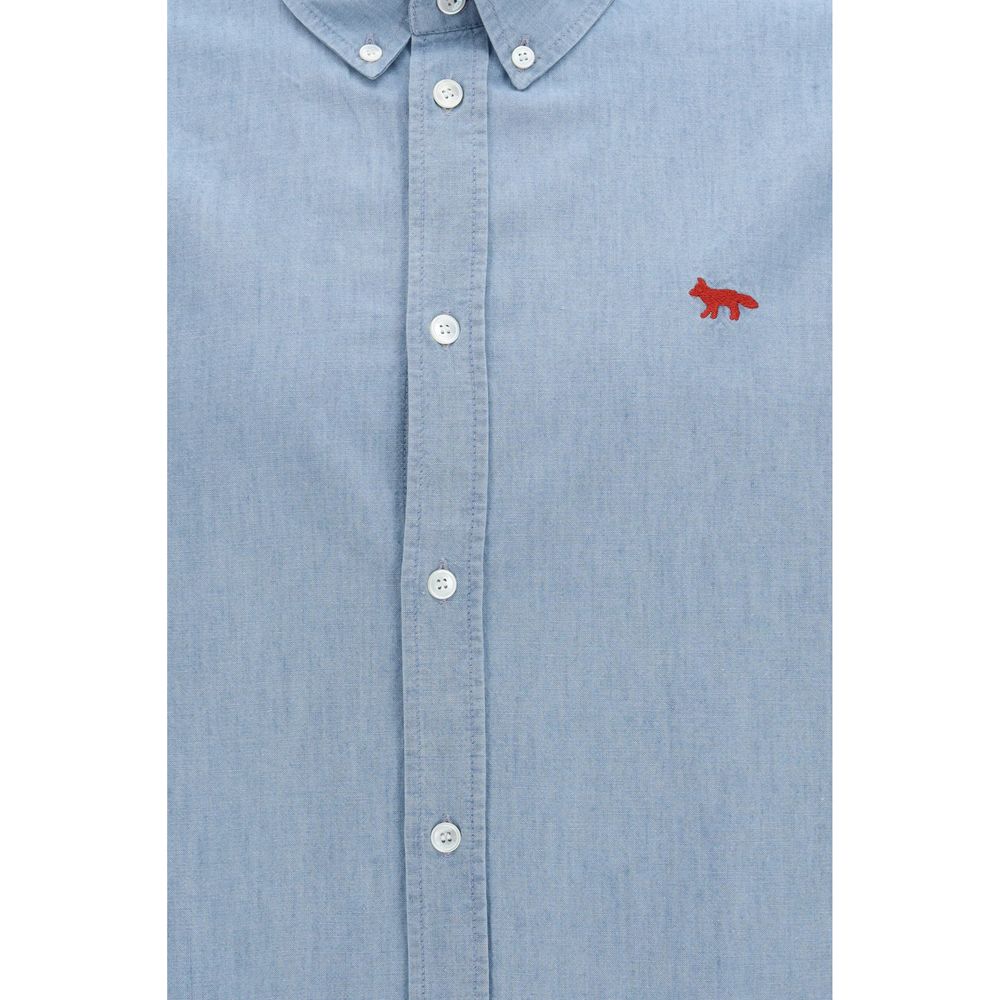 Maison Kitsuné Profile Fox Blue Cotton Shirt
