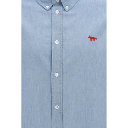 Maison Kitsuné Profile Fox Blue Cotton Shirt