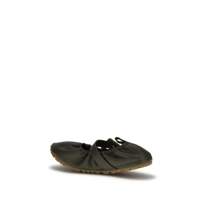 Balmain Bicolor Calf Leather Buckle Strap Ballerina Ballet Flats