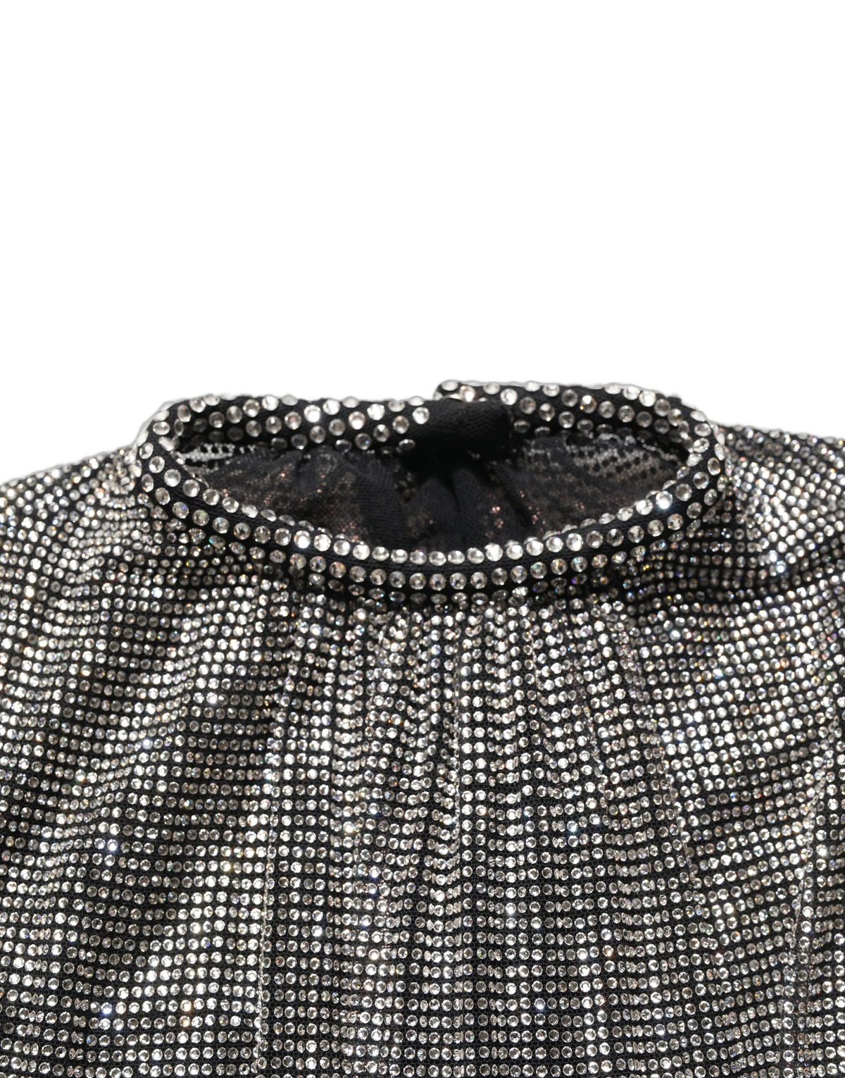 Dolce & Gabbana Silver Rhinestones Long Sleeves Bodysuit
