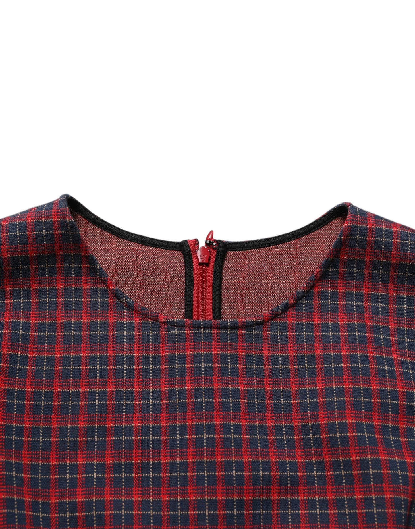 Dolce & Gabbana Red Black Checkered Short-Sleeve Sheath Dress