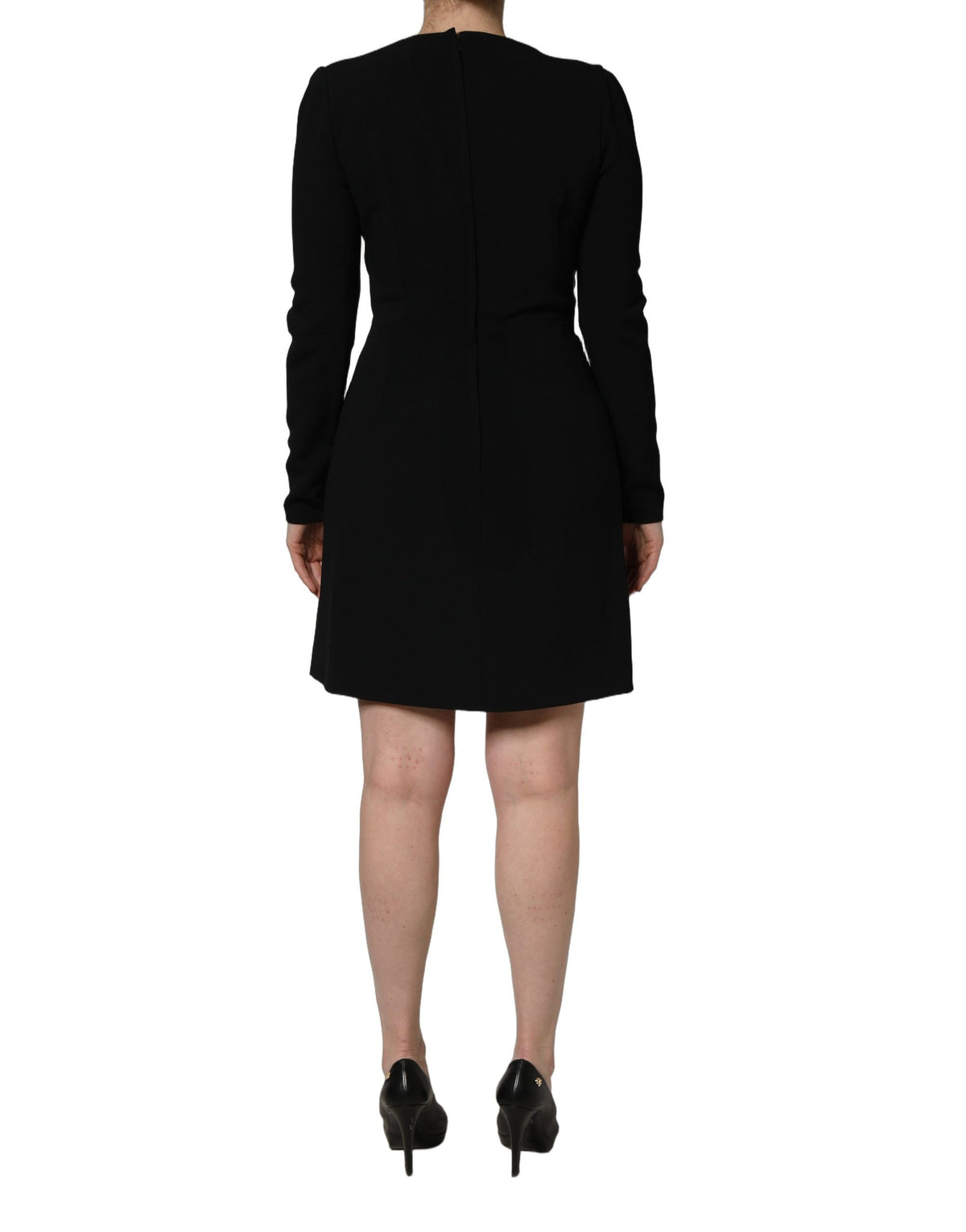 Dolce & Gabbana Black Long Sleeves Scoop Neck Mini Dress