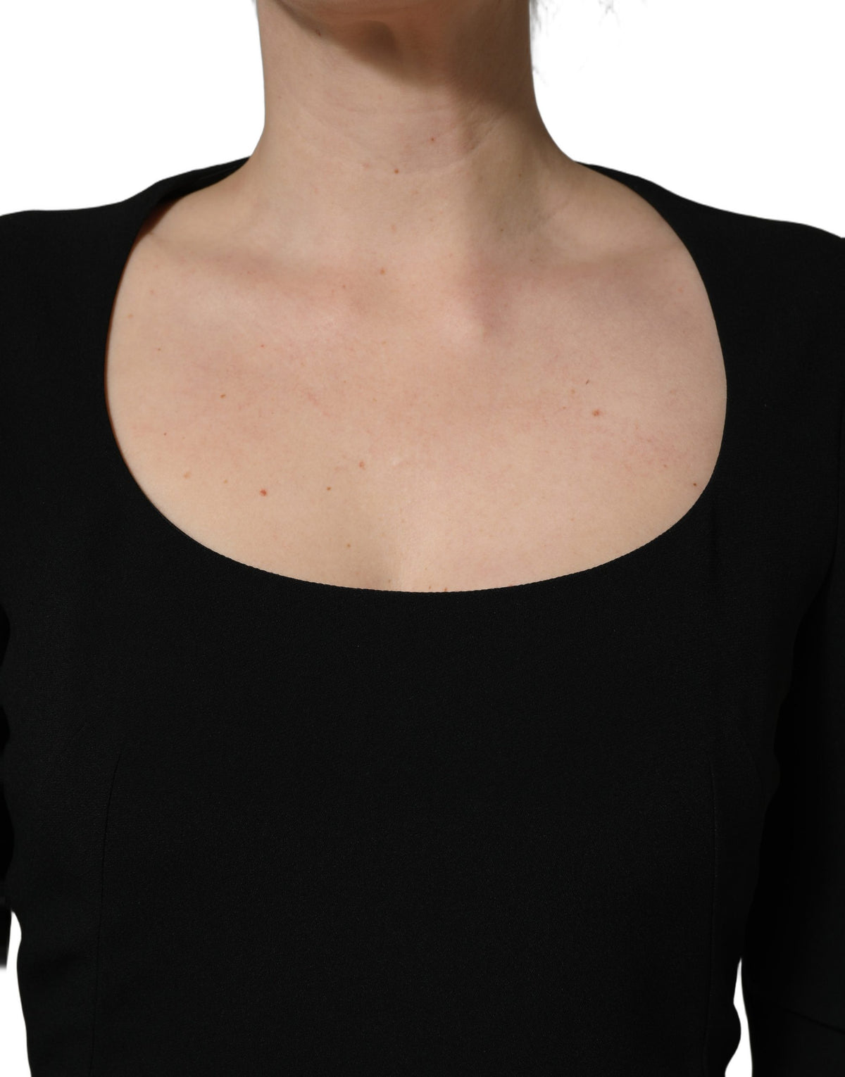 Dolce & Gabbana Black Long Sleeves Scoop Neck Mini Dress