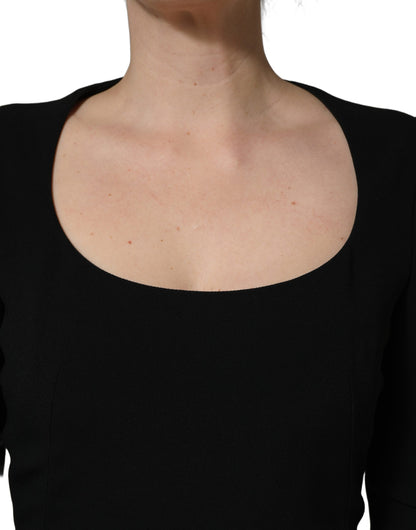 Dolce & Gabbana Black Long Sleeves Scoop Neck Mini Dress