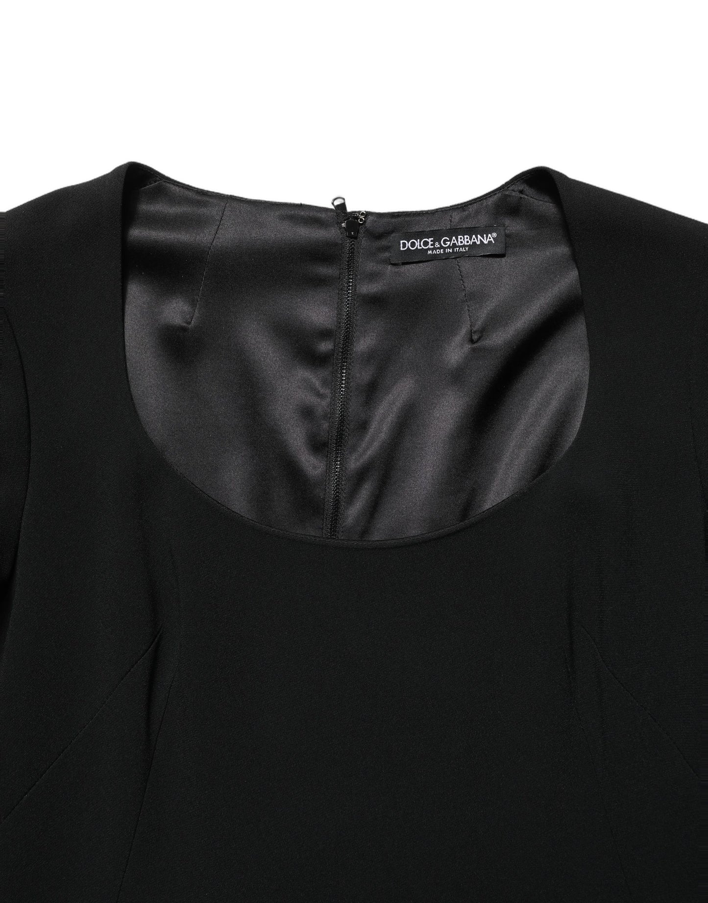 Dolce & Gabbana Black Long Sleeves Scoop Neck Mini Dress