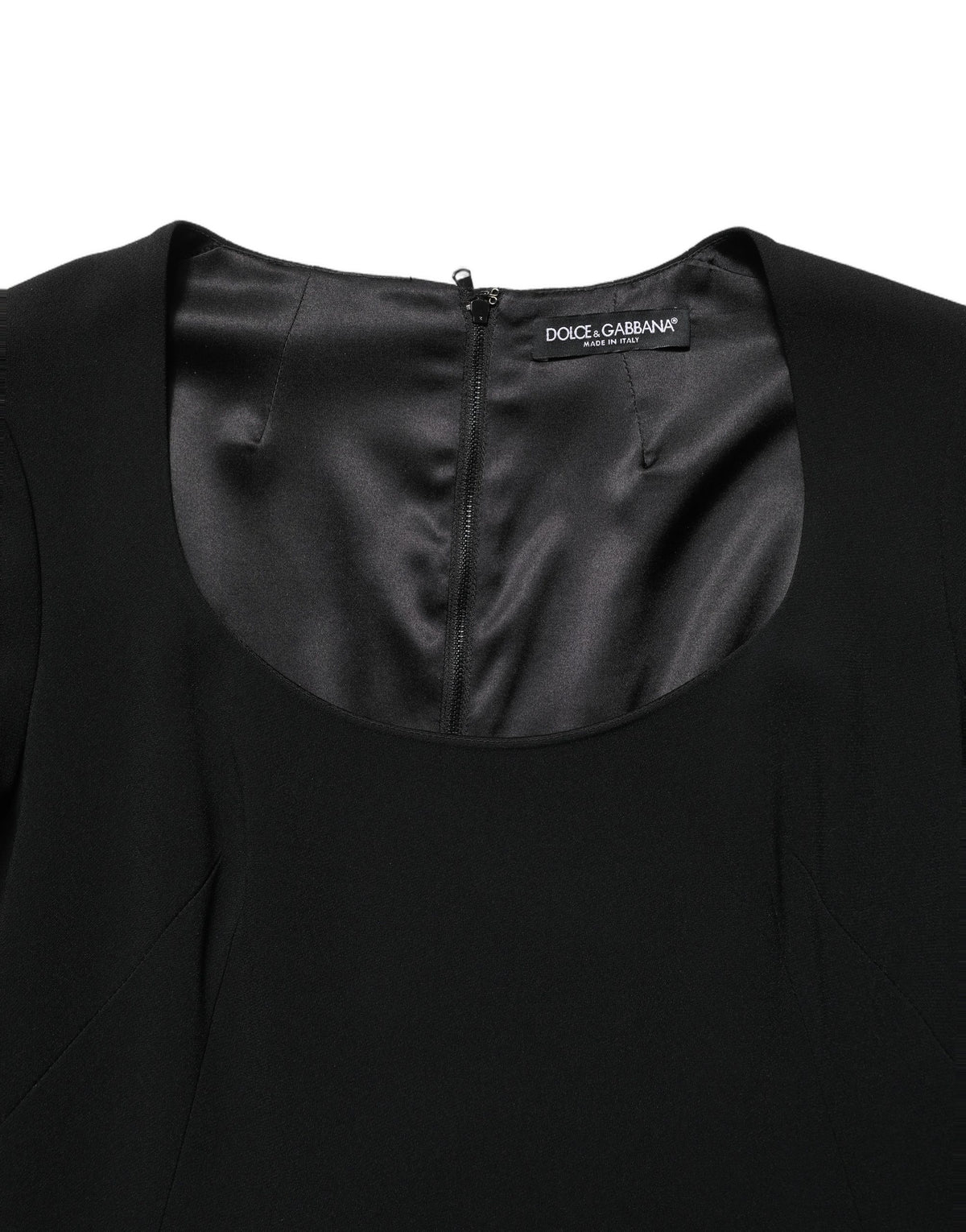 Dolce & Gabbana Black Long Sleeves Scoop Neck Mini Dress