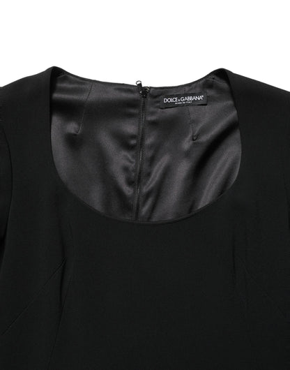 Dolce & Gabbana Black Long Sleeves Scoop Neck Mini Dress