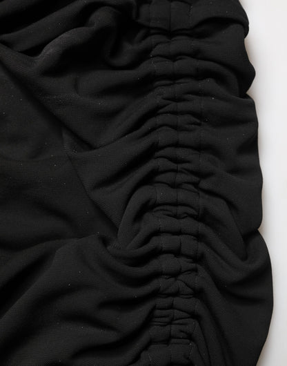 Dolce & Gabbana Black Jersey Calf Length Cut-Out Ruched Dress