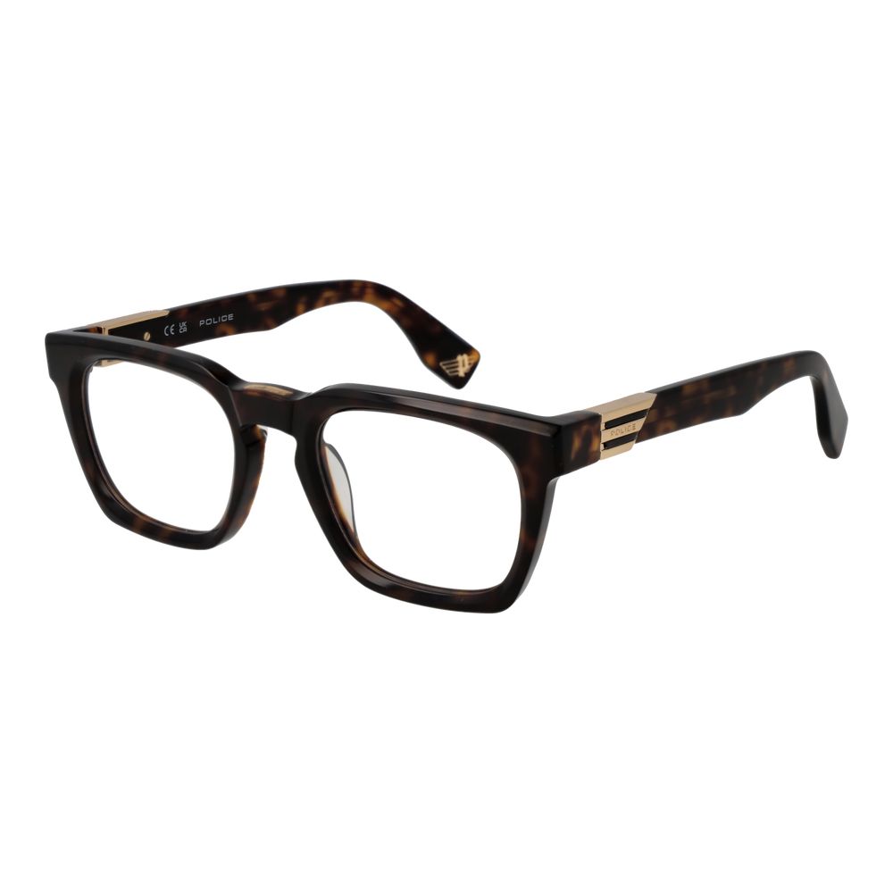 Police Brown Men’s Optical Glasses – Square Demo Lens Frames