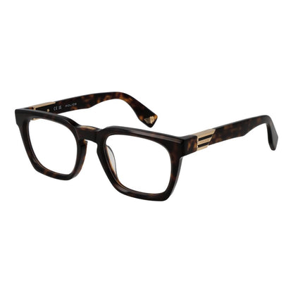 Police Brown Men’s Optical Glasses – Square Demo Lens Frames