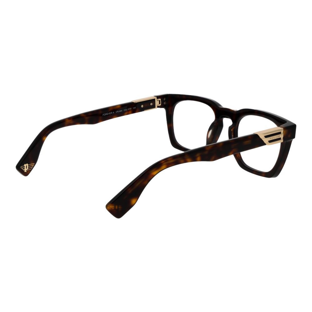 Police Brown Men’s Optical Glasses – Square Demo Lens Frames