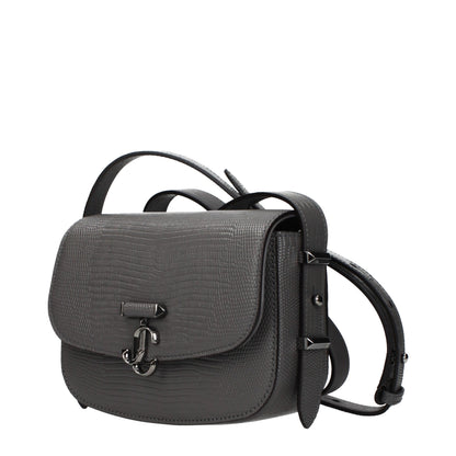 Jimmy Choo Gray Leather Shoulder Bag