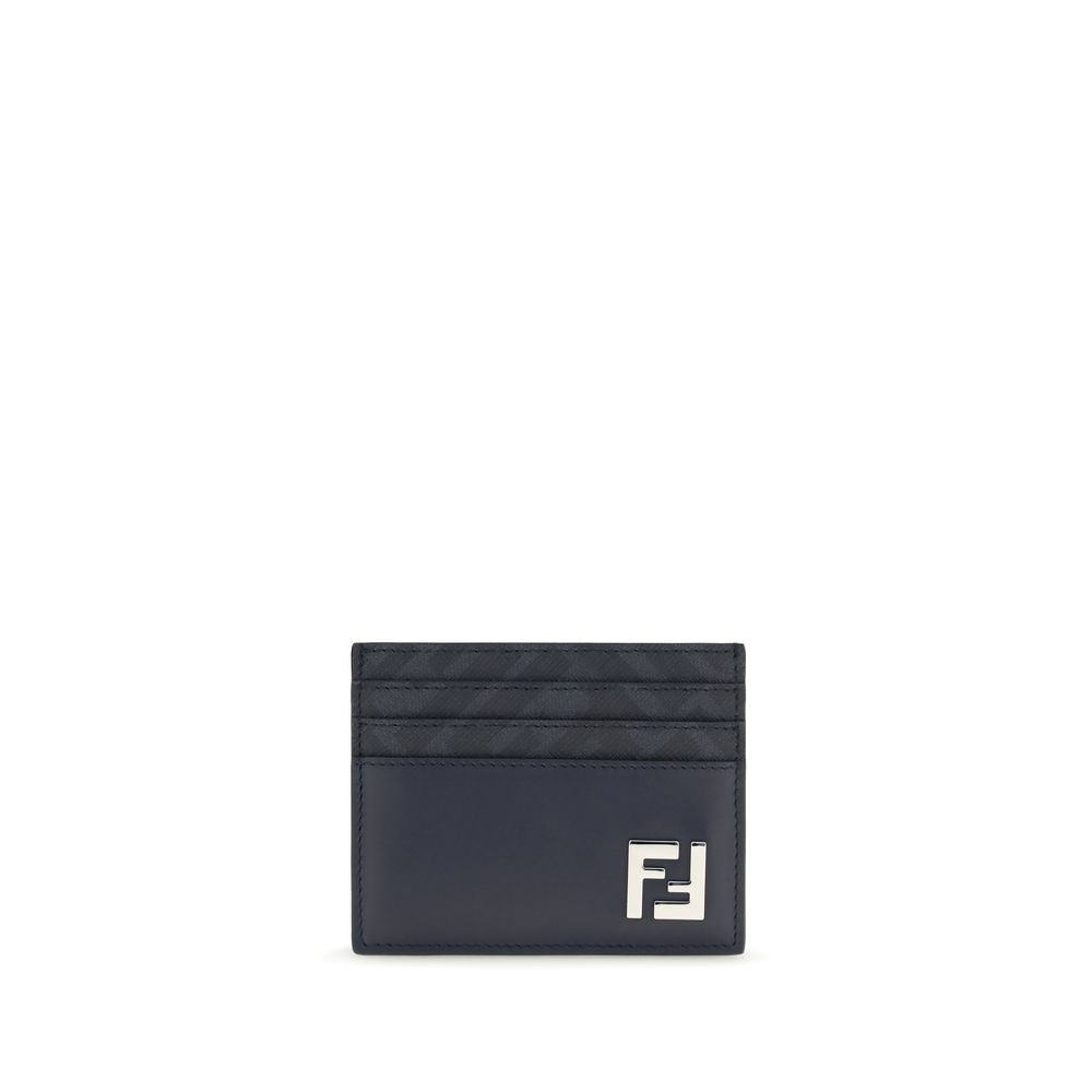 Fendi Blue Leather FF Squared Card Holder