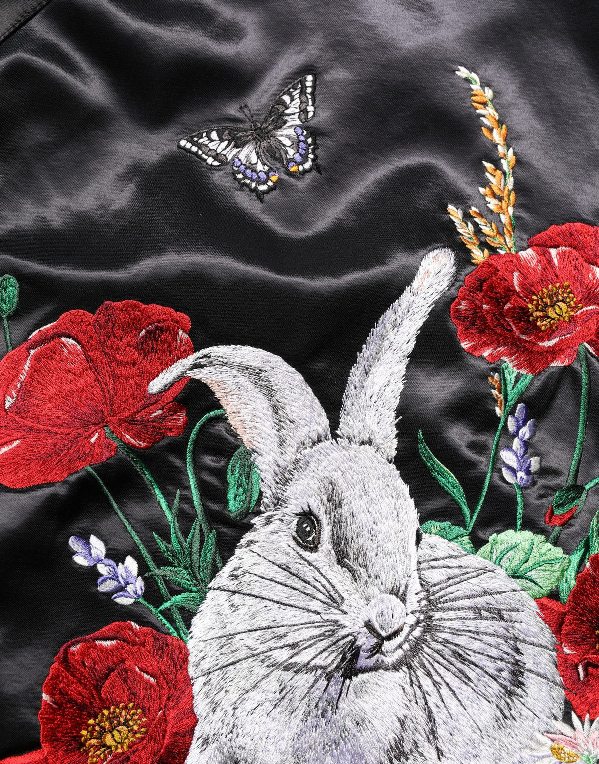 Dolce & Gabbana Black Satin Floral Varsity Bomber Jacket