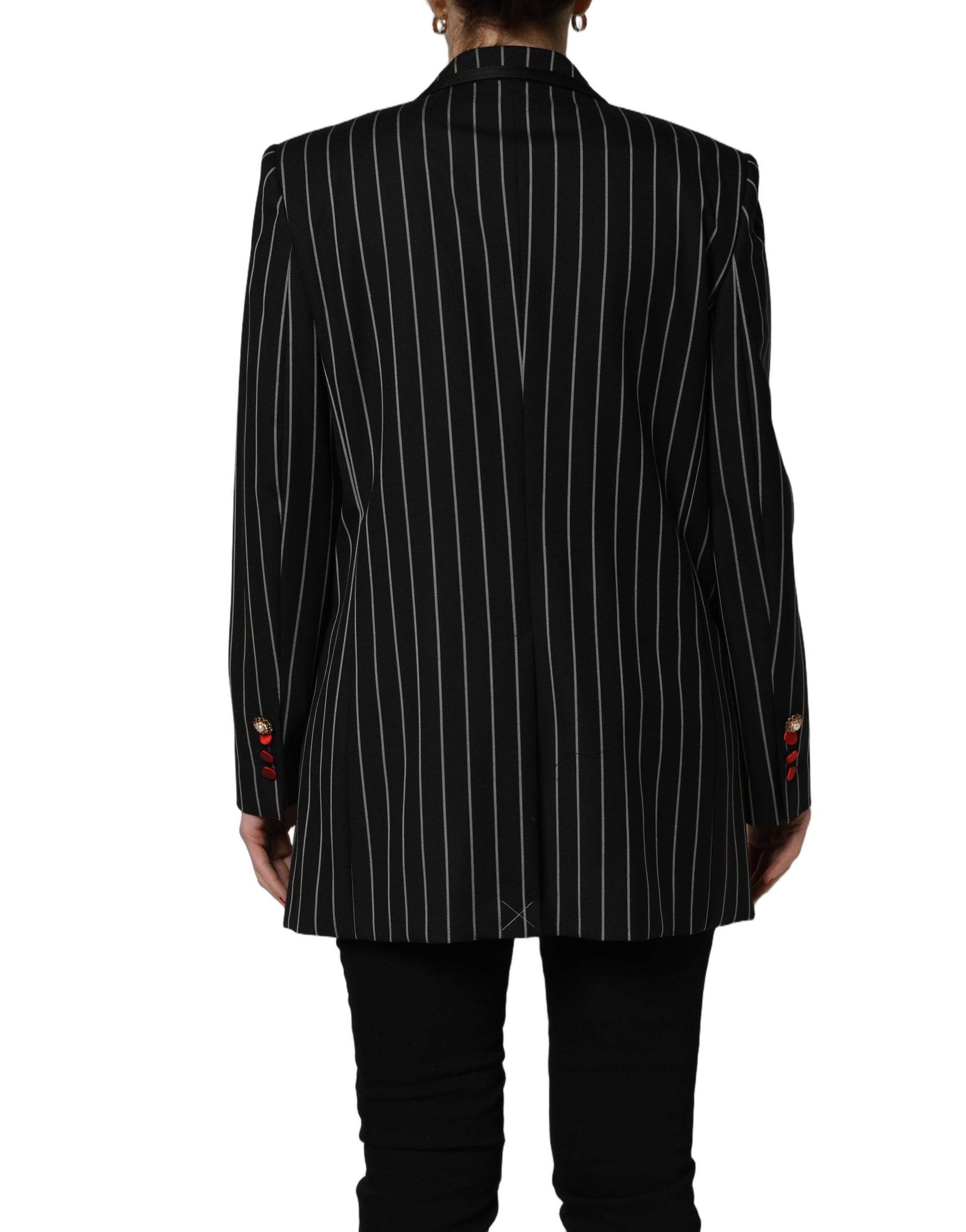 Dolce & Gabbana Black Stripe Double-Breasted Blazer Jacket