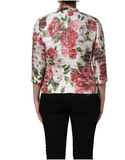 Dolce & Gabbana Multicolored Floral Peony Print 3/4 Sleeves Jacket