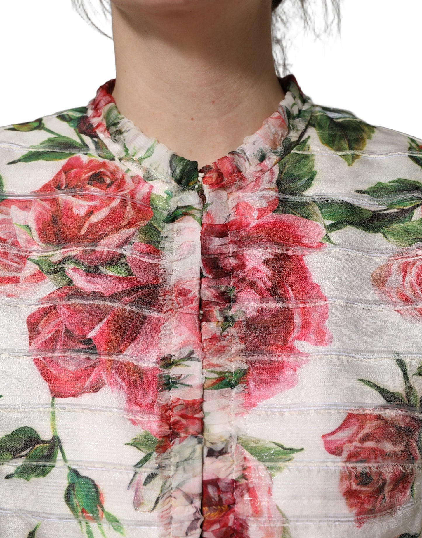 Dolce & Gabbana Multicolored Floral Peony Print 3/4 Sleeves Jacket