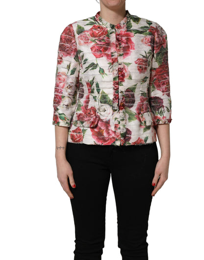 Dolce & Gabbana Multicolored Floral Peony Print 3/4 Sleeves Jacket