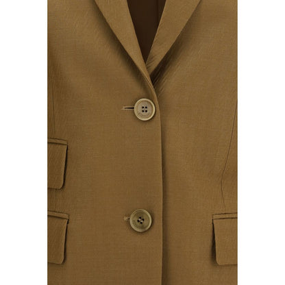 Burberry Brown Wool Mohair Tailored Blazer Jacket
