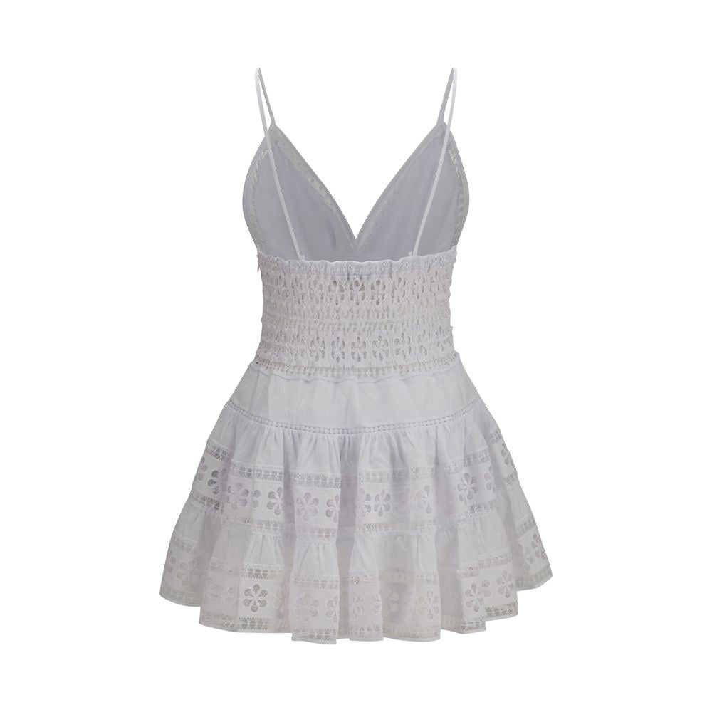 Charo Ruiz White Cotton Casual Dress - Isca Short Dress