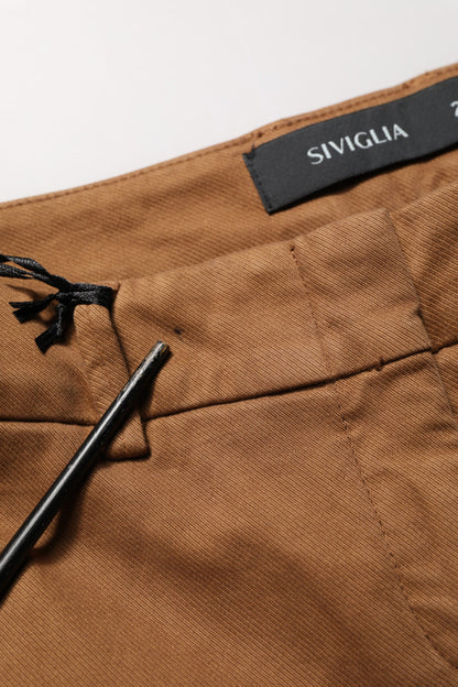 Siviglia Brown Low Waist Cotton Women Bootcut Trousers Pants