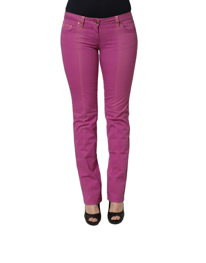 Alviero Martini Prima Classe Purple Cotton Slim Fit Denim Trouser Jeans
