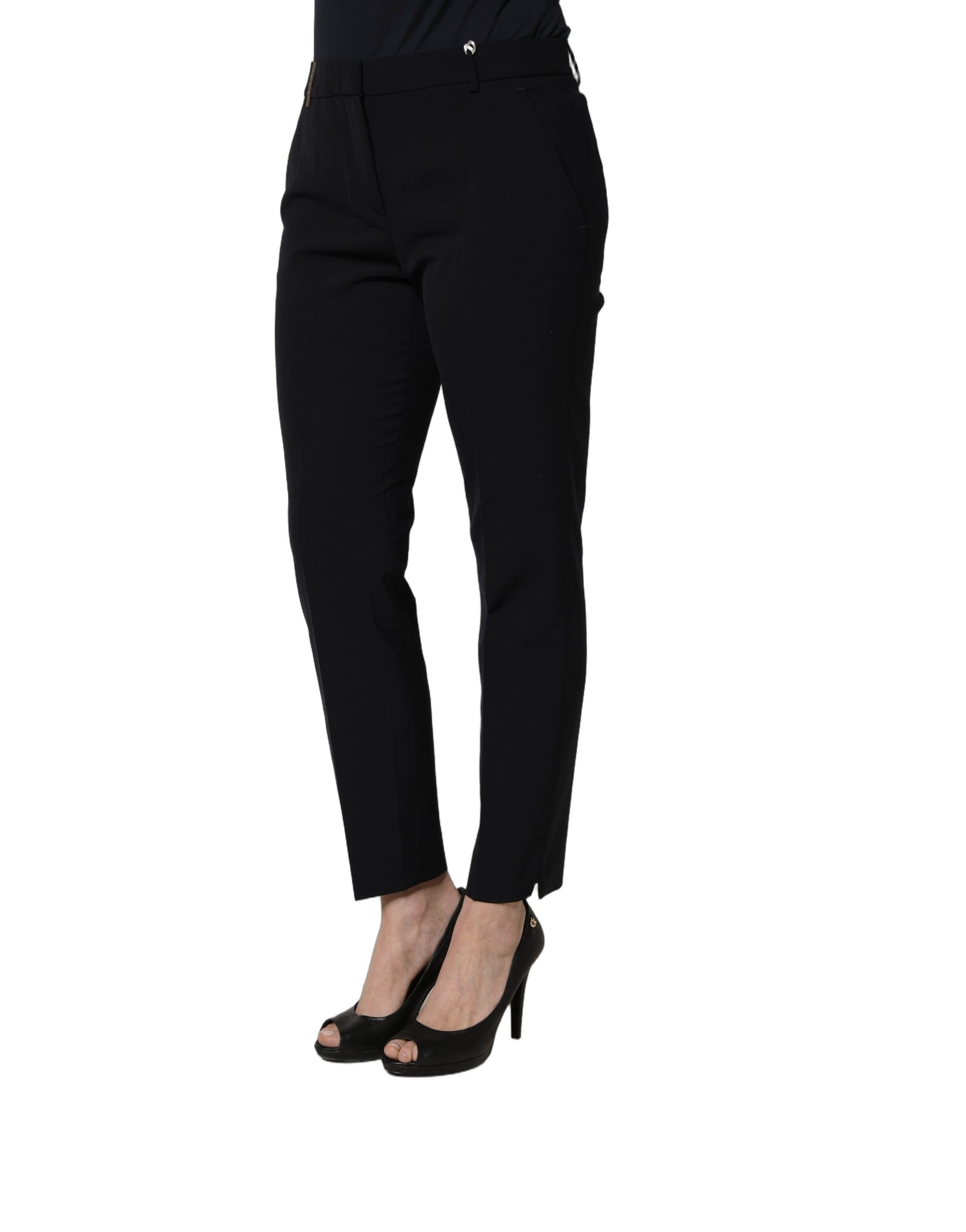 Peserico Black Skinny Mid Waist Chino Trouser Pants for Women