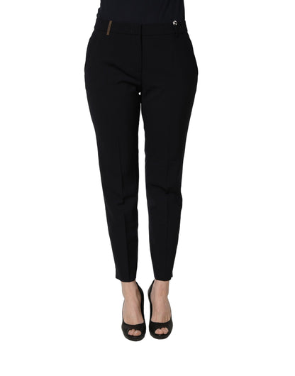 Peserico Black Skinny Mid Waist Chino Trouser Pants for Women