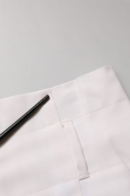 Peserico White Skinny High Waist Chino Cropped Trouser Pants
