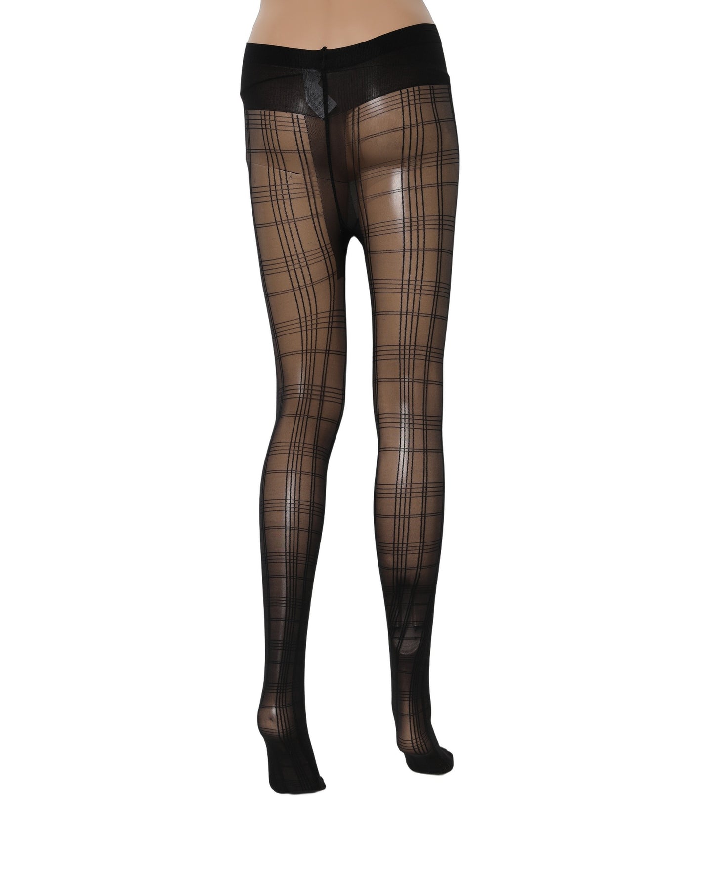 Dolce & Gabbana Black Nylon Tartan Pattern Tights