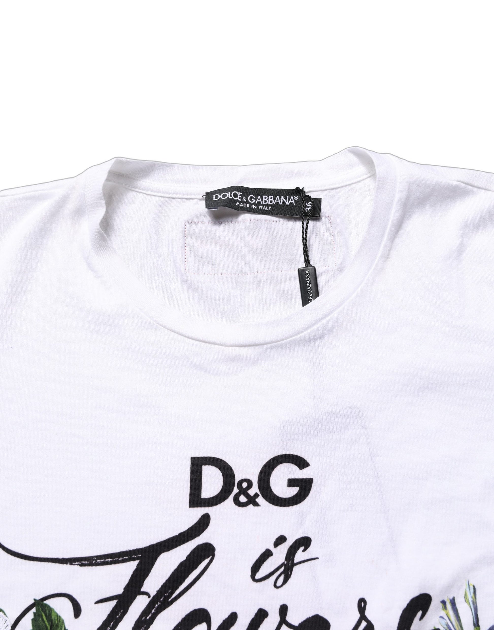 Dolce & Gabbana White Floral Graphic Short Sleeve Crew Neck T-shirt