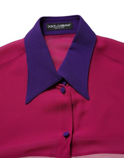Dolce & Gabbana Multicolor Silk Patchwork Blouse Top