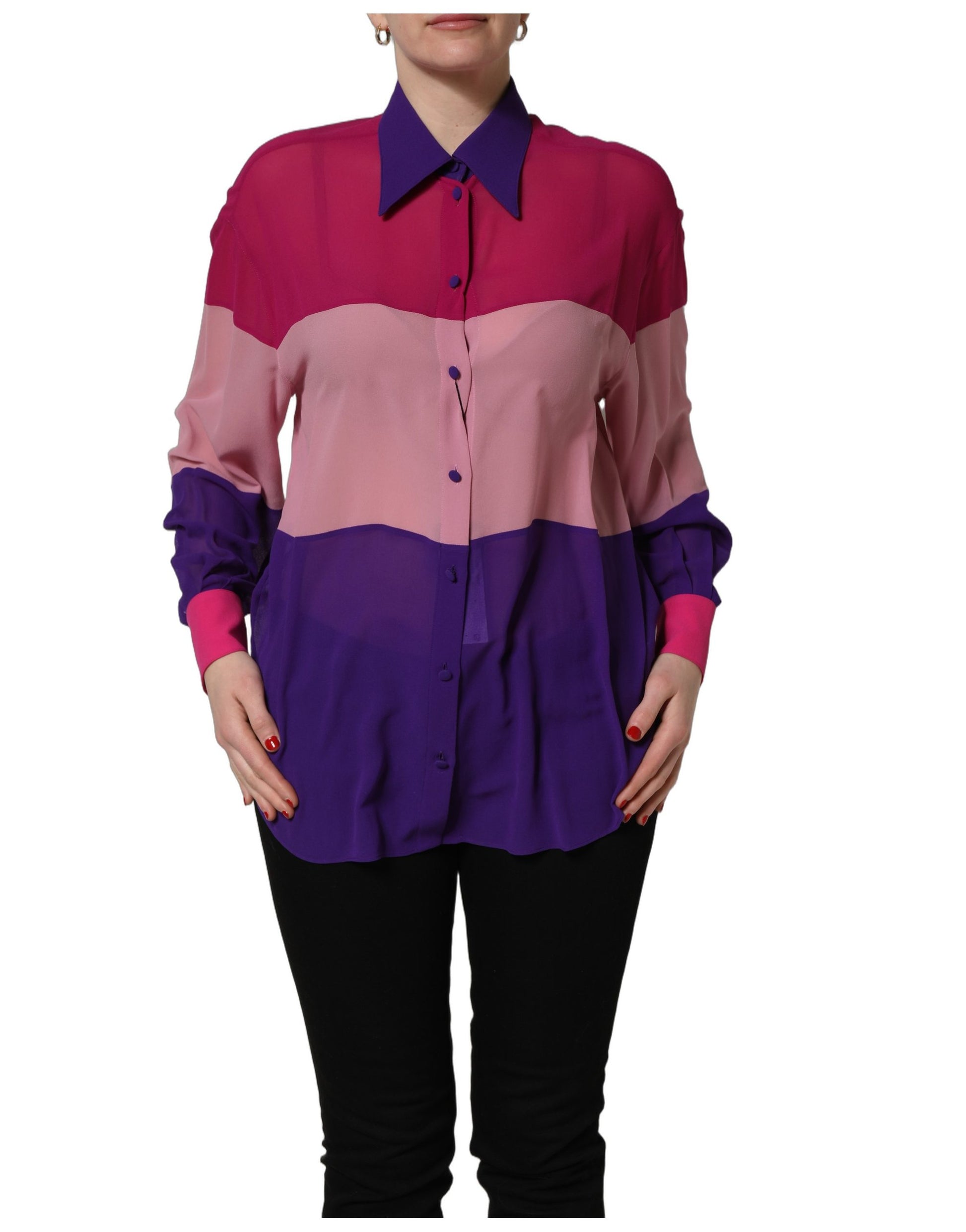 Dolce & Gabbana Multicolor Silk Patchwork Blouse Top