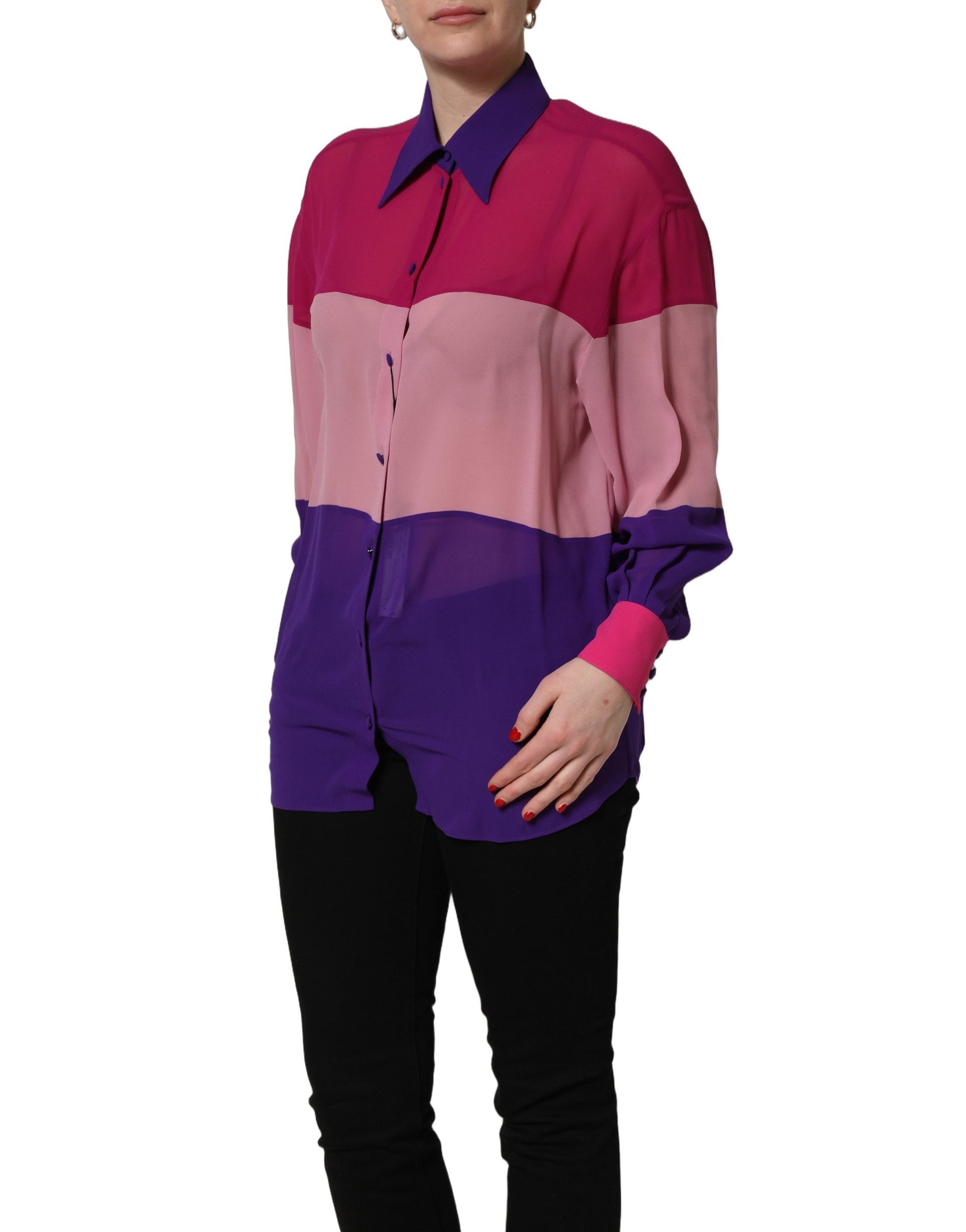 Dolce & Gabbana Multicolor Silk Patchwork Blouse Top