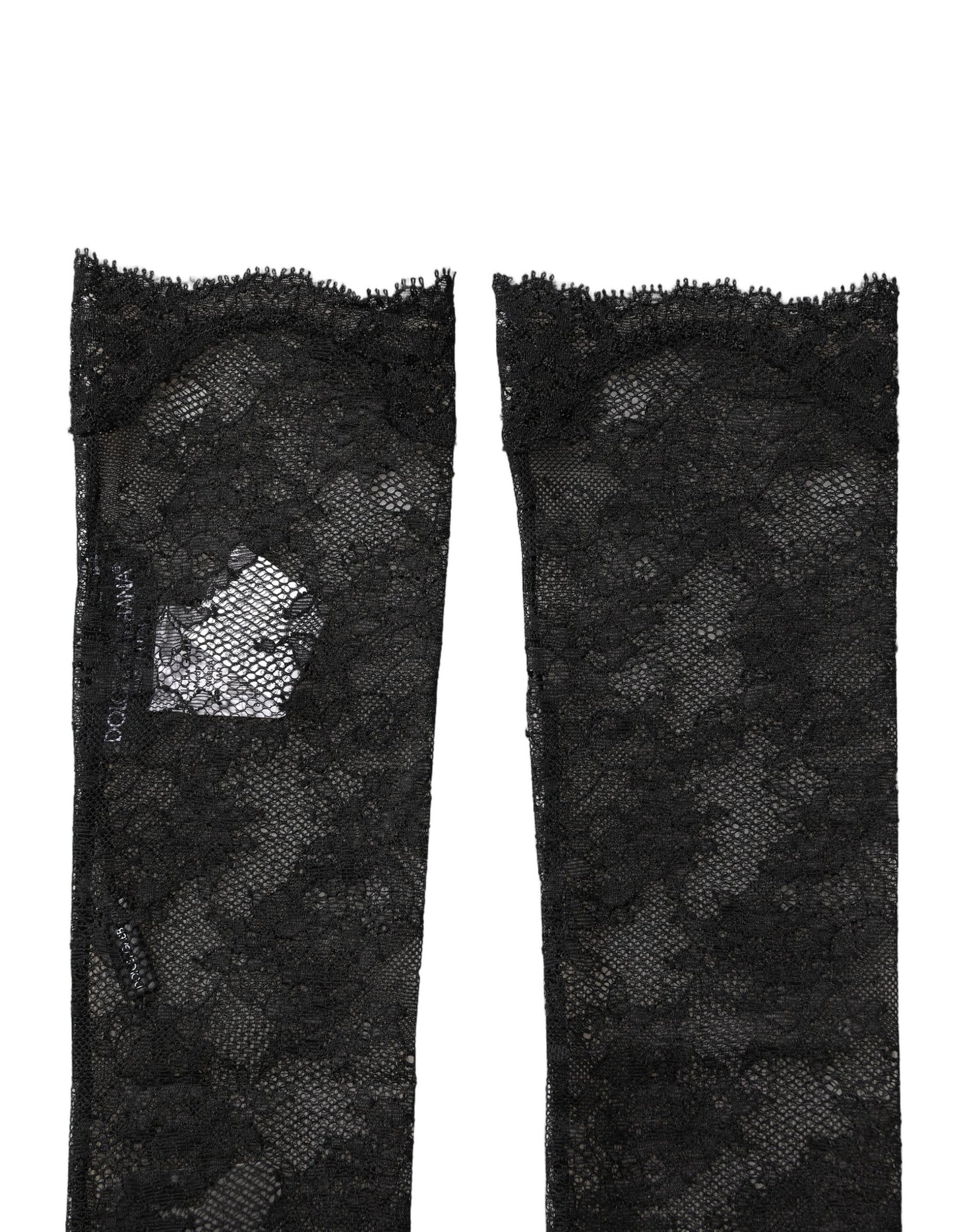 Dolce & Gabbana Black Floral Lace Nylon Stretch Knee Socks Leg Warmers