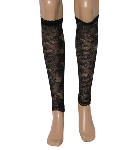 Dolce & Gabbana Black Floral Lace Nylon Stretch Knee Socks Leg Warmers