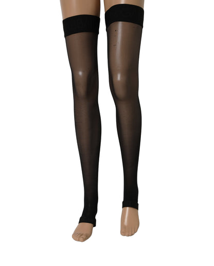 Dolce & Gabbana Black Sheer Nylon Thigh High Stockings Tights