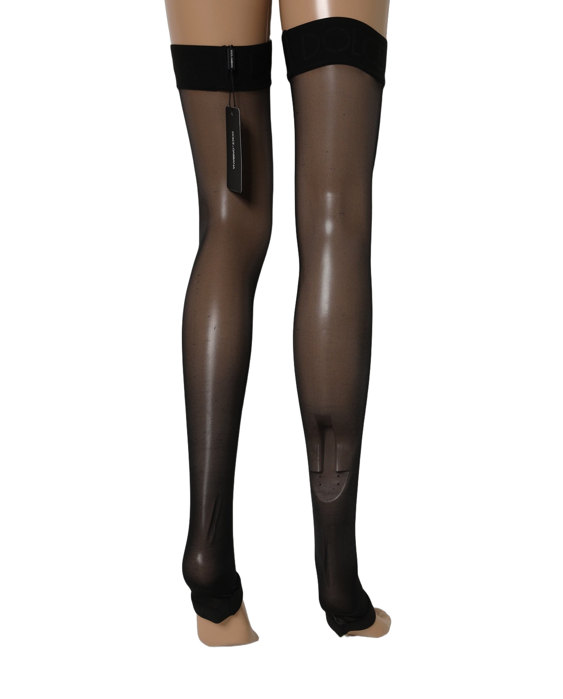 Dolce & Gabbana Black Sheer Nylon Thigh High Stockings Tights