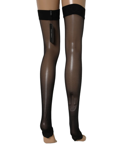 Dolce & Gabbana Black Sheer Nylon Thigh High Stockings Tights