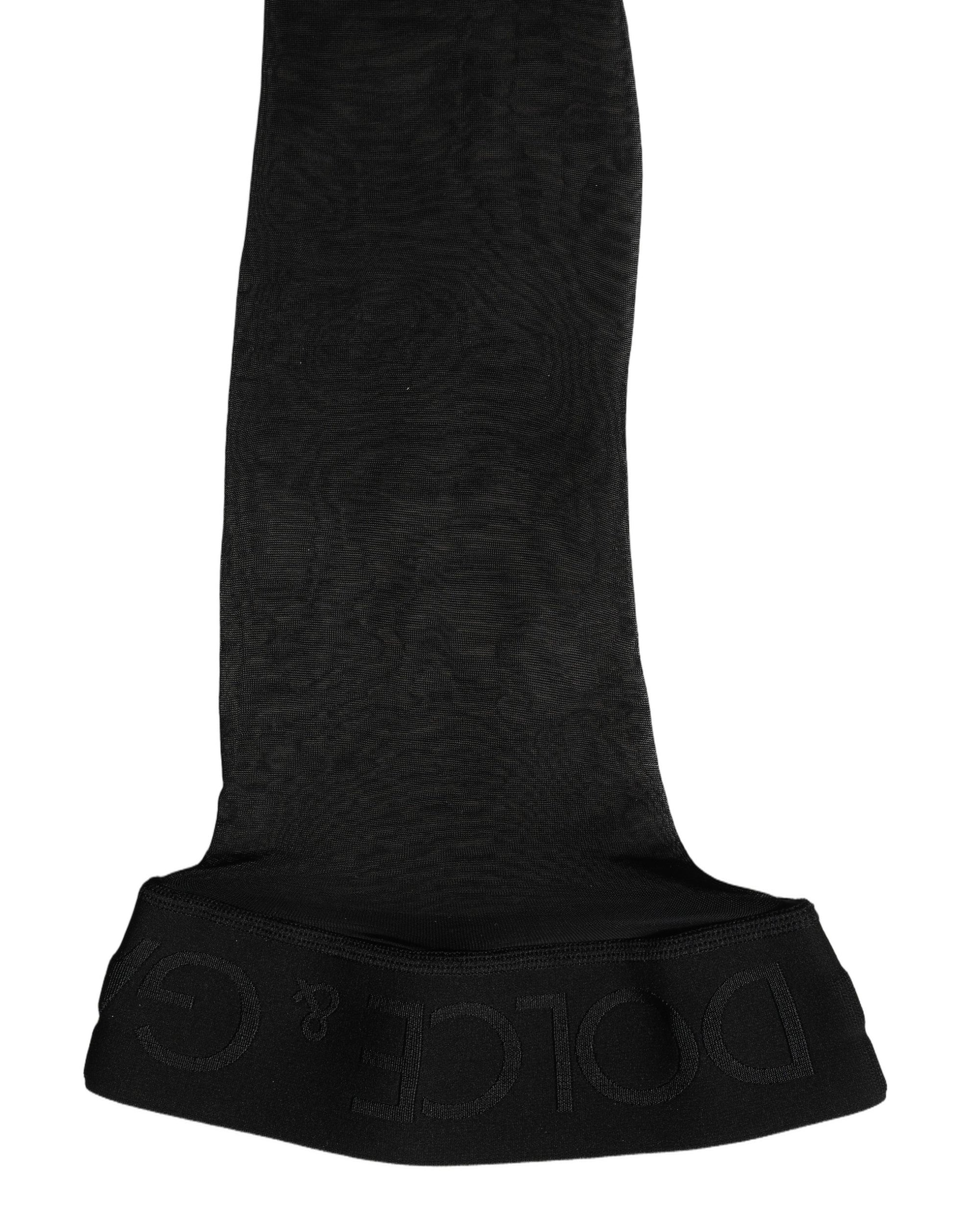 Dolce & Gabbana Black Sheer Nylon Thigh High Stockings Tights