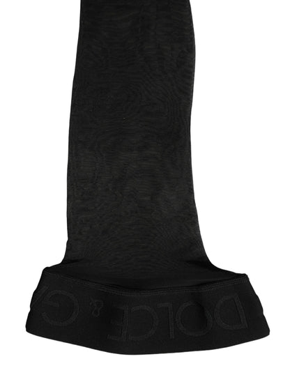 Dolce & Gabbana Black Sheer Nylon Thigh High Stockings Tights