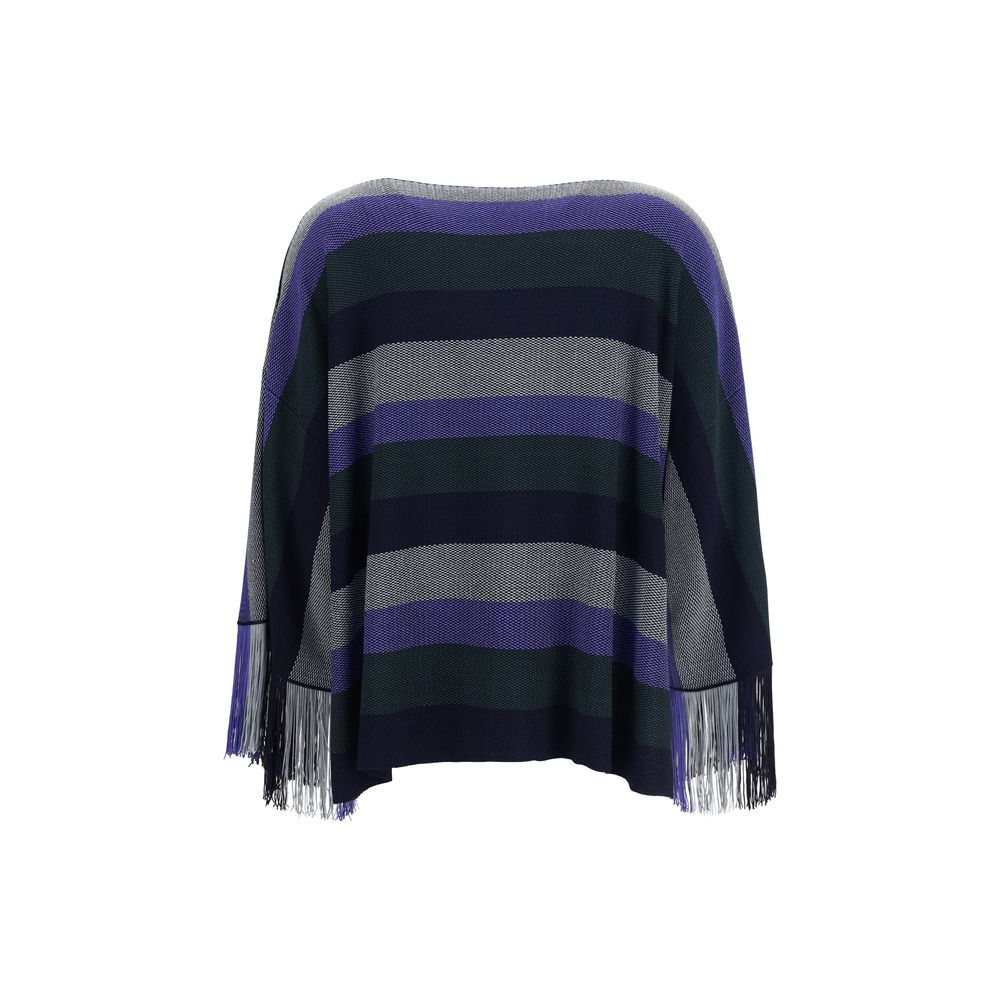 Giorgio Armani Blue Viscose Fringe Sweater