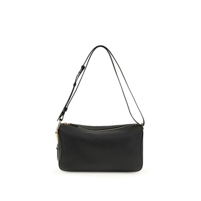 Gucci Black Calf Leather Bos Taurus Half Horsebit Shoulder Bag
