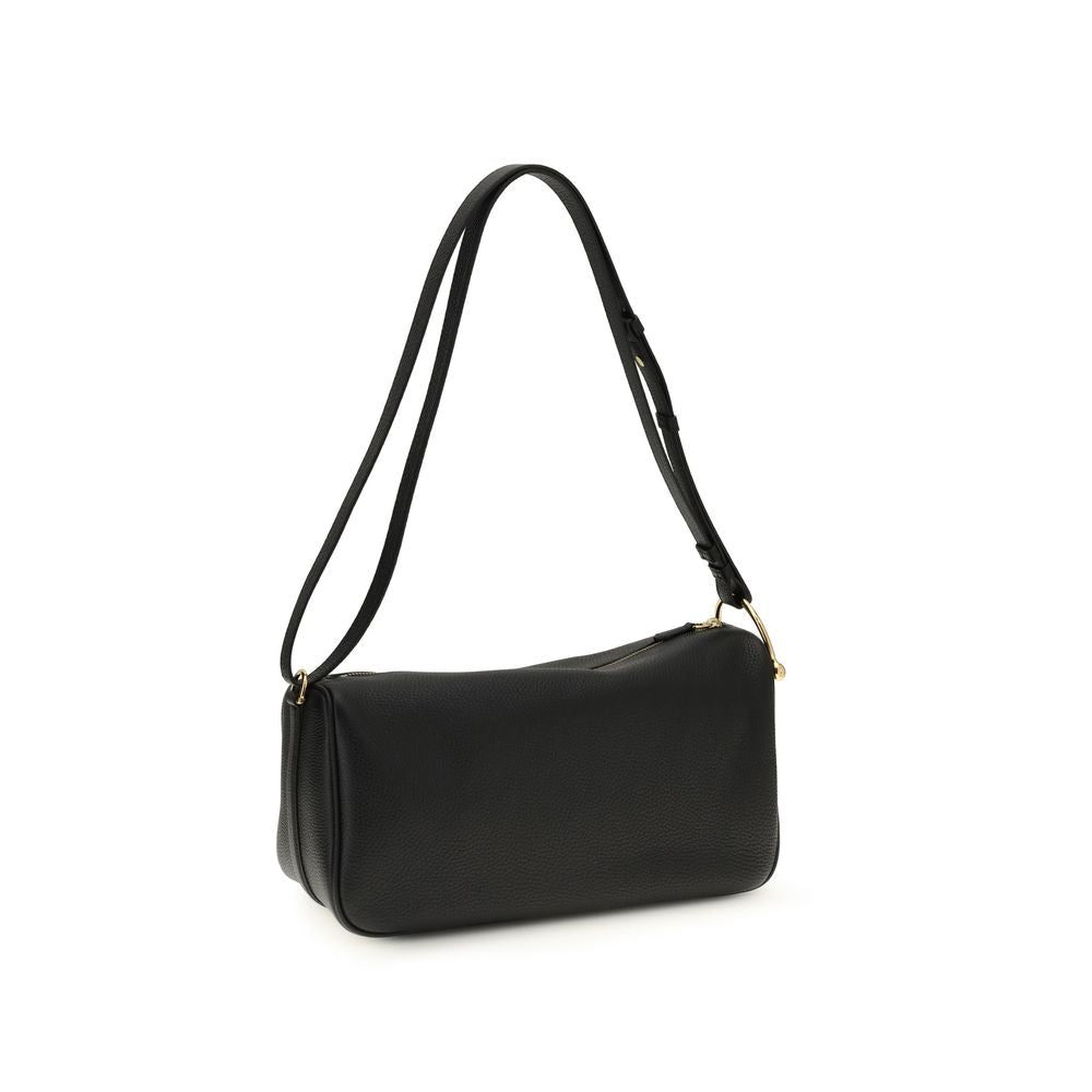 Gucci Black Calf Leather Bos Taurus Half Horsebit Shoulder Bag