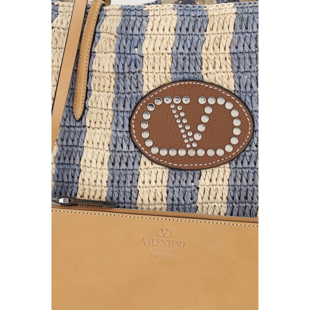 Valentino Garavani Striped Raffia Bucket Bag